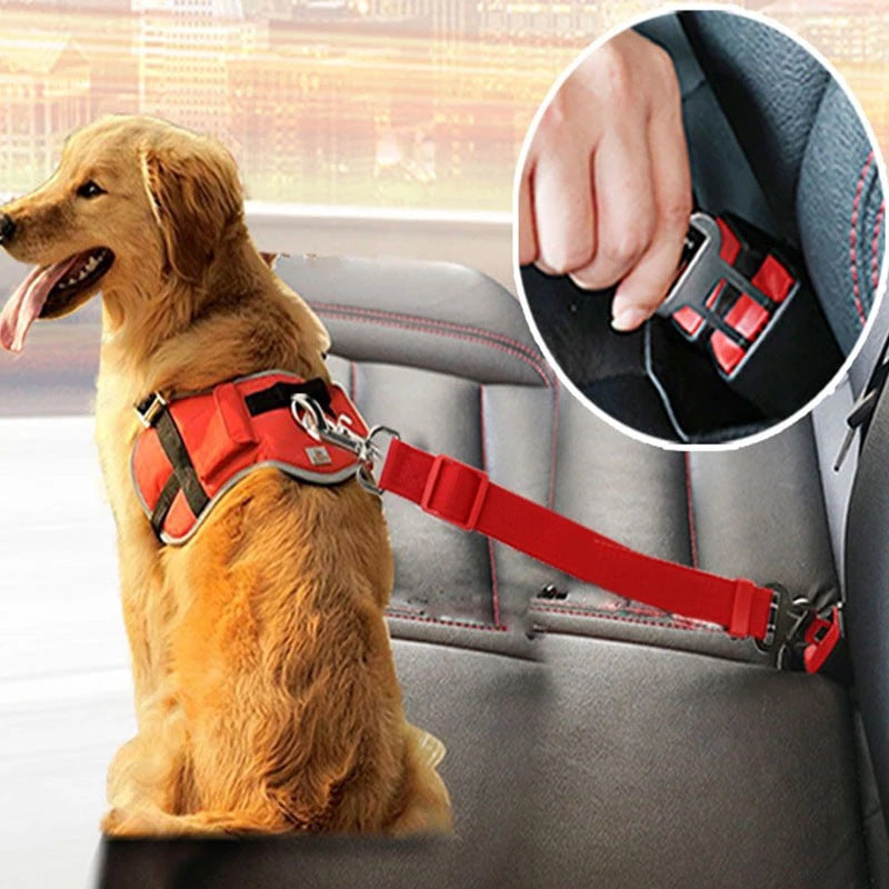 Adjustable Pet Cat Dog Car Seat Belt Pet Seat Vehicle Dog Harness Lead Clip Safety Lever Traction Dog Collars Dogs Accessoires Pets Products - FREE SHIPPING